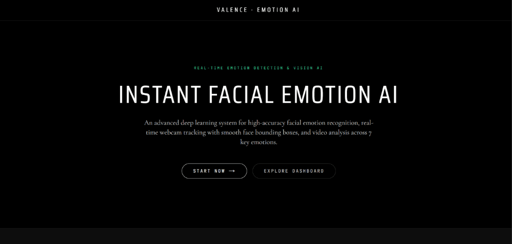VALENCE - Real-Time Facial Emotion Detection AI Platform preview screenshot
